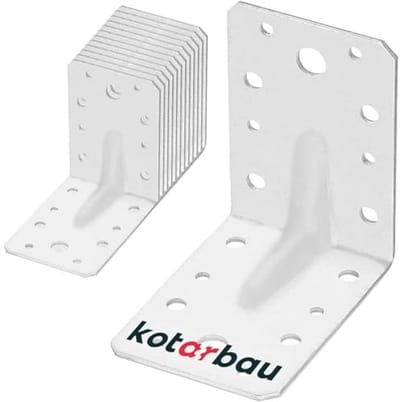 Set van 12 Hoekverbinders 90 x 90 x 65 mm voor Zware Lasten - Thermisch Verzinkt Staal