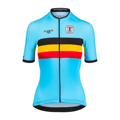 BIORACER Official Belgian Cycling - Icon Classic Fietsshirt Zomer - Dames - Blauw - Team Belgium - Korte Mouw - Aansluitend - Maat M