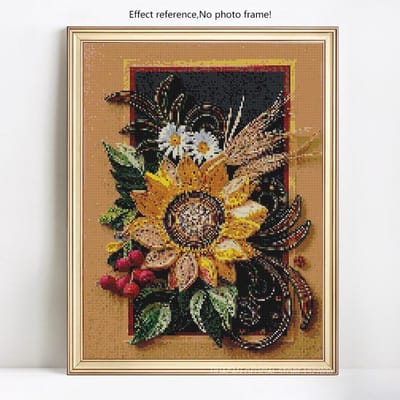 Broderie diamant à faire soi-même, motif tournesol, point de croix, strass, affichage complet 20X30CM black