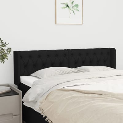 vidaXL - Hoofdbord - met - randen - 163x16x78/88 - cm - stof - zwart