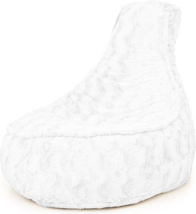 Drop & Sit - zitzak/stoel - stijlvolle bontlook (faux) - wit - Noa JR - 100 Liter