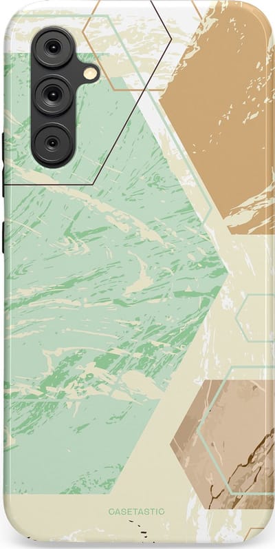 Casetastic hoesje geschikt voor Samsung Galaxy A34 (2023) 5G - Dubbellaagse bescherming - Vlaklicht - Fashion Case - Crème Mintgroen Wit Lichtgrijs