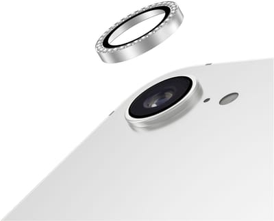 AVY Camera Lens Protector Rings | Geschikt voor Apple iPhone 17e / 16e | Camera Lens Protector Glas | Schokbestendig | Krasbestendig | met Applicator | Diamant Zilver