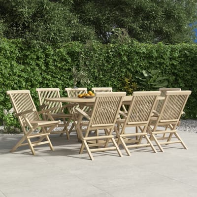 vidaXL - Opklapbare - stoelen, - 8 - stuks, - grijs, - 56x61x89 - cm, - massief - teakhout
