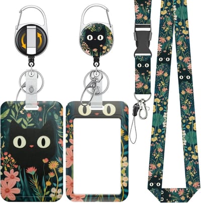 Stijlvolle Badgehouder met Grashuisdierpatroon, Retractable Reel en Afneembare Lanyard voor Kantoor en Onderwijs