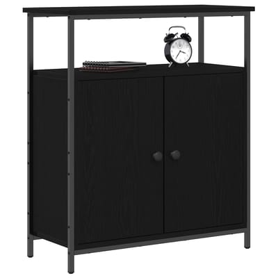 vidaXL - Dressoir - Zwart - Eiken - 70 - x - 30 - x - 80 - cm - Bewerkt - hout