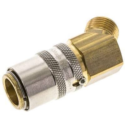 Messing DN 9 Tempereerkoppeling Snelkoppeling G 3/8 inch Buitendraad Loskoppelbeveiliging 45-deg