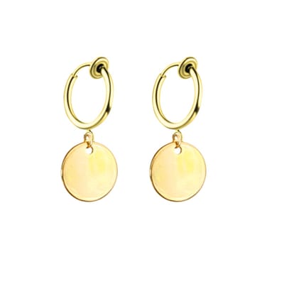 Klem oorbellen - goudkleurig - muntje- geen gaatje- Charme Bijoux