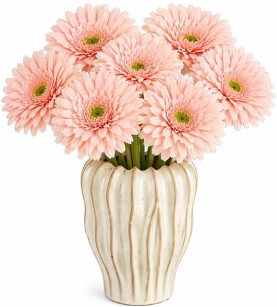 Mica Decorations Kunstbloem Gerbera Floral - 6x - H60 cm - roze - kunststof - stelen kunstbloemen - boeket - rozen bloemetjes