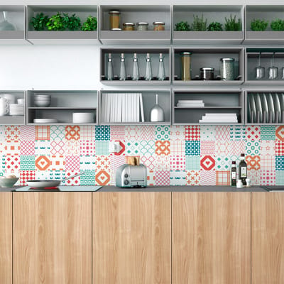 Zelfklevende muurtegelstickers voor keuken en badkamer - 30 Scandinavische cementtegelstickers - 30 stickers 20x20cm