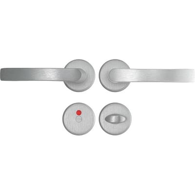 AXA Deurbeslag set Binnendeur - Klik Blok - Deurkruk Aluminium - voor toilet/badkamer - Deurklink met ronde rozet
