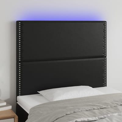 vidaXL - Hoofdbord - LED - 90x5x118/128 - cm - kunstleer - zwart