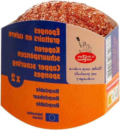Koperen Schrapersponzen - Metaal Spons - Keuken Reinigen - Krasvrij Schoonmaken - 2 stuks - Koperkleurig