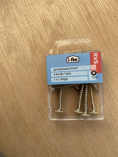 Gevelplaatschroef 4.8x38 Torx per 10 RVS beige