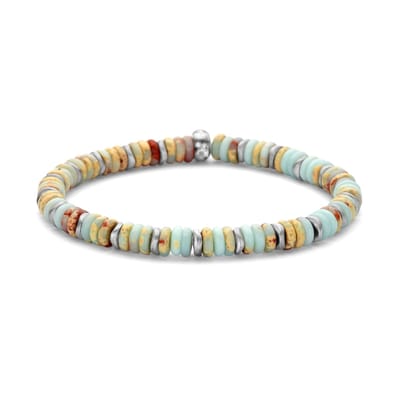 Frank 1967 - 7FB-0771 - kralenarmband heren - snake skin jasper, hematiet - 19 cm