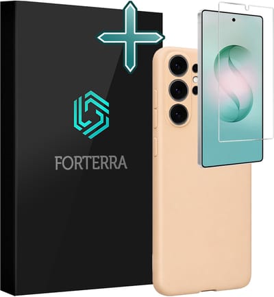 Hoesje Met Screenprotector - Geschikt voor Samsung Galaxy S26 Ultra - Sterk & Shockproof - Telefoon Hoes - Back Cover - Siliconen Case - Zand