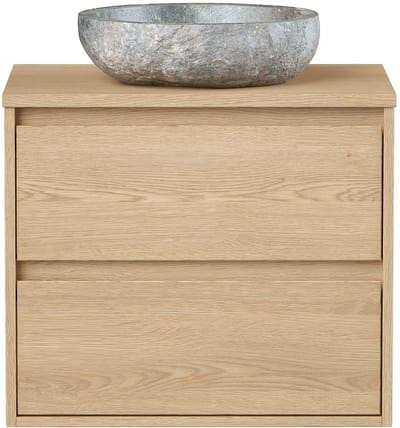 Vente-unique Badkamermeubel met opzetwastafel van steen - Eikenfineer - 60 cm - MILIPAM