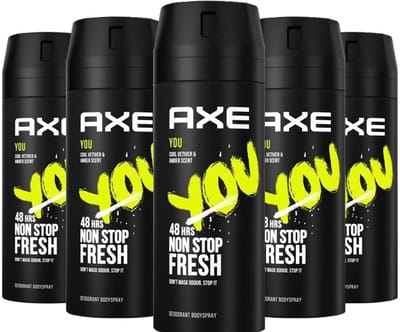 Axe Deo Spray You 5 x 150 ml Voordeelverpakking - met de geur van amber, vanille en zwarte peper