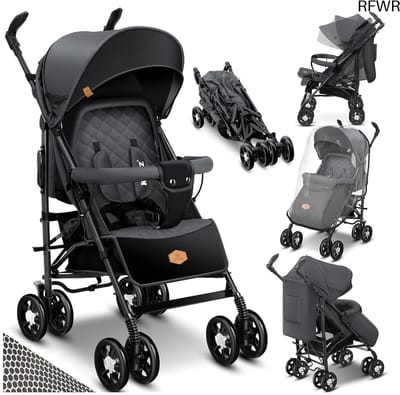 RFWR® Compacte Kinderwagen met 360 Graden Wielen en Accessoires