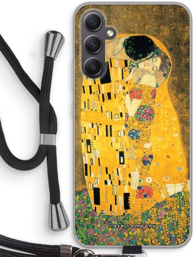 Case Company® - Hoesje met koord geschikt voor Samsung Galaxy A34 hoesje met Koord - Der Kuss - Telefoonhoesje met Zwart Koord - Bescherming aan alle Kanten en Over de Schermrand