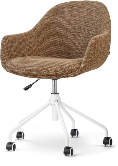 Nolon Nout-Mae bureaustoel bruin blend - wit onderstel - burostoel - scandinavisch - armleuning - met 5 wielen