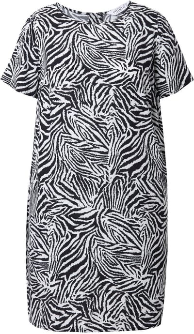 Studio Untold - Dames - Jurk straight shape zebra - Zwart - Maat 42+