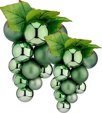 Druiventros namaakfruit/nepfruit - 20 en 24 cm - groen - 2x stuks - kunststof