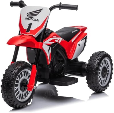 Honda CRF450 Elektrische Kindermotor 1 tot 3 jaar – Officieel Gelicentieerde Crossmotor met 3 Wielen voor Extra Stabiliteit – Li-ion Kindermotor met Claxon & Automatische Rem – Rood