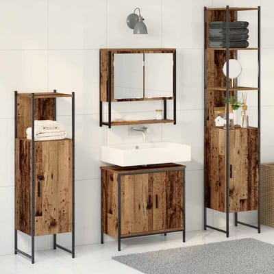 vidaXL - Badkamermeubel - Set - 4 - st - Bruin - 33 - x - 33 - x - 185,5 - cm - Bewerkt - hout
