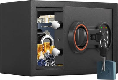 SNJY® Kluis Brandwerend - Kluis met Sleutel - Documentenkluis met Cijferslot - Met Alarm - 20D x 31B x 20H cm - Zwart