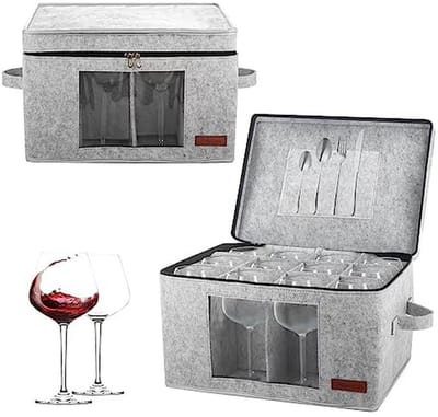 Wijnglas Opbergdozen met Verdeler - Opbergcontainers voor 12 Stuks