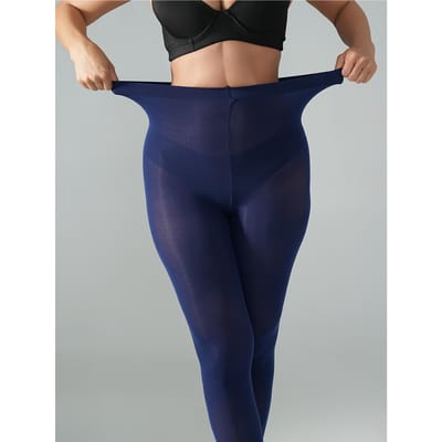 1 Paar Dames Navy Blauw Semi Transparante Panty's Met Voetjes Hoge Elasticiteit Zacht Mat Panty's Voor Dagelijkse Club Straatmode Outfit 1XL blue