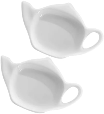 WiseGoods Premium Theezakjeshouder Set – 2 KeramiekTheetips – Theezakjes Schoteltjes - Thee Accessoires - Bordjes - Schaaltjes Wit