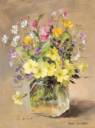 Dubbele kaart met env. April bloemen 15x20cm