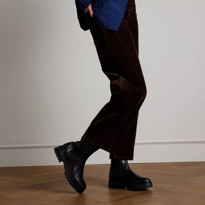Manfield - Dames - Zwarte leren chelsea boots - Maat 37