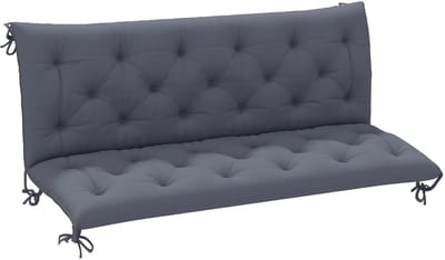 Stervia Tuinbankkussen 150 cm - Kussen Tuinbank - Schommelbankkussen - Met Strikkoorden - Donkergrijs - 150 x 98 x 8 cm