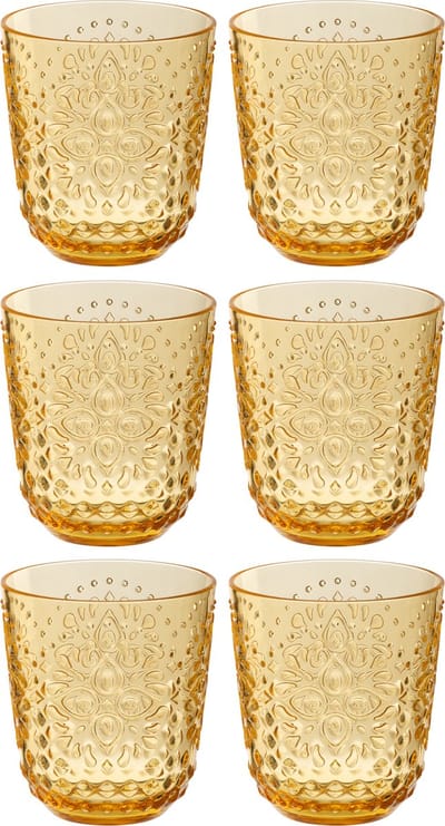 J-Line glas - kunststof - geel - doos van 6