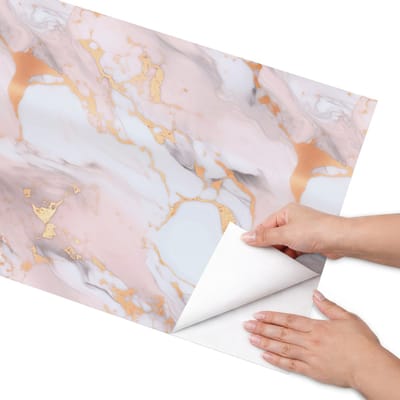 Coloray Meubel Wrap Folie - Wit Meubelfolie - 50x100 cm - Plakfolie Meubels Elegante abstractie - Decoratiefolie Zelfklevend - Abstract Meubelfolie - Meubelfolie Zelfklevend - Badkamer decoratie - Abstractie