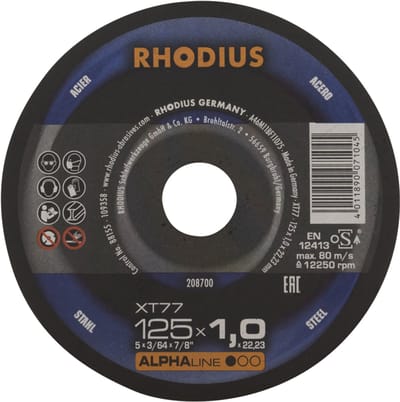 Doorslijpschijf metaal Ø125 x 1 mm ALPHAline XT77 - RHODIUS