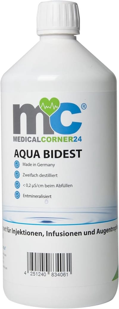 Gedestilleerd Water - Zuiver Water - Laboratorium Gebruik - Dubbel Gedestilleerd - 1 Liter