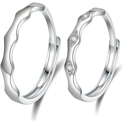 Bague de couple en argent sterling 925, bijou tendance, ajustable, micro-incrusté de zircons, idéal pour un couple white