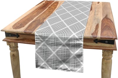 Abakuhaus Geometrische Tafelloper – Digitale Diamantvorm – 40x180 cm – Wit