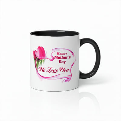 Happy Mother's Day We Love You Koffiemok - 330ml - Zwart Wit Keramische Mok - Moederdag Cadeau