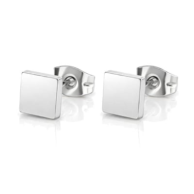 Dames Oorbellen Knoppen Zilverkleurig Vierkant Edelstaal-6mm