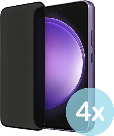 Privacy Screenprotector Geschikt voor Samsung Galaxy S23 FE – Anti-Gluren – Krasbestendig Gehard Glas 9H – Volledige Dekking – 4-Pack – FuturiQ