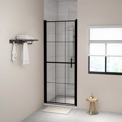 vidaXL - Douchedeur - 81x195 - cm - gehard - glas - zwart