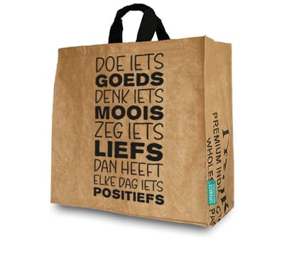 Shopper, large, tea, fair trade, recycled, duurzaam, cadeau, 50 x 45 x 20 cm.