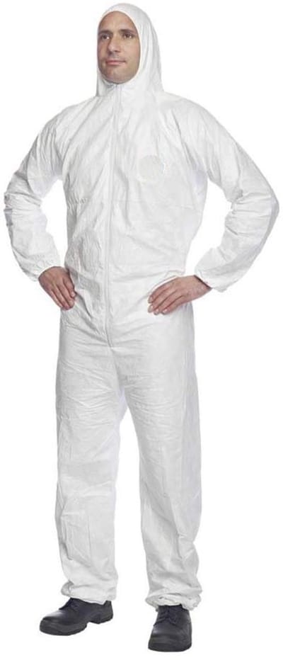 Famanu – Chemisch beschermpak wit maat XXL – Met capuchon – Type 5/6 bescherming