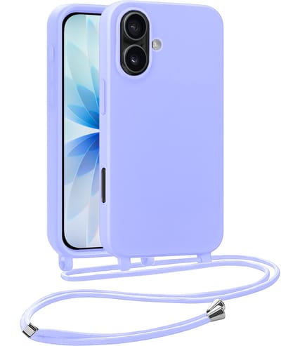 Hoesje Geschikt voor iPhone 17 Hoesje Siliconen Case Met Koord - Hoes Geschikt voor iPhone 17 Hoesje Backcover Met Telefoonkoord - Telefoonhoes - Lila