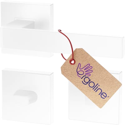 Witte Deurbeslag ERGO, Deurbeslag set Binnendeur, Deurklink Set, Deurklink Op Vierkante Rozet met WC-rozet/badkamer, Mat Wit, Deurkruk, Incl. Bevestigingsmateriaal - Terugslagveer